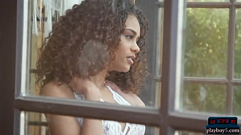 Preview 3 of Moti Chuchi Sex - Ebony model babe Scarlit Scandal in a super hot striptease for Playboy