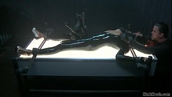 Preview 2 of Sex Hefak - Bound ebony in latex pussy vibed