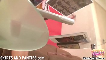 Preview 1 of Pee Blonde - You can have a nice little peak at my panties while I tidy up