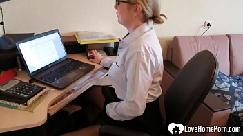 Preview 1 of Filip Ne - Office hottie in stockings pleasures herself passionately