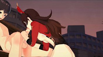 Preview 3 of Kss Hot Mom - Genshin Impact - Amber gives a blowjob,  cumshot to the face.