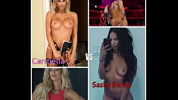 Preview 2 of Mom Ass Fick Son Xxxx - Who Would I Fuck? - Carmella VS Sasha Banks (WWE Challenge)