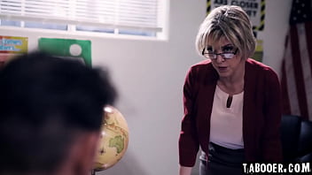 Preview 2 of Cinema Handjob - 50 years old teacher Dee William put herself at odds with four of her students during a class and ends up being gangbanged by her students!