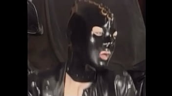 Preview 4 of Bhache Xxx Video - Natalia Muehlhausen latex slave in hood and gasmask gets a good fuck from her master (from &#039_Gummi in der Ehe&#039_)