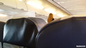 Preview 1 of Bbw Cxx - PUBLIC AIRPLANE Handjob and Blowjob - Bella Mur