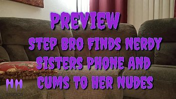Preview 1 of All Lesbian - Step Bro Finds Nerdy StepSisters Phone And  Cums To Her Nudes (Preview)