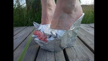 Preview 1 of Dad Bati Basi - Lady L sexy metal mules.(video short version)