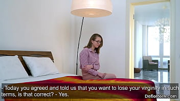 Preview 1 of Sinhala Sxvidos - Cute kitten spreads narrow vagina and gets deflorated