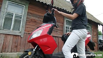 Preview 1 of Juki Lesbian - Biker girl masturbates on her red motorcycle
