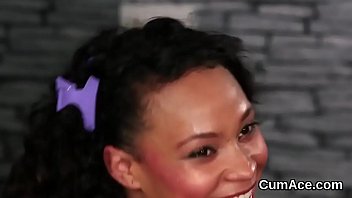 Preview 4 of Sxs Galis - Horny babe gets cum shot on her face eating all the love juice