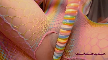 Preview 4 of Doctors Lesbi - Big Tits Blonde Sucks And Fucks Herself With A Lollipop - Amateur Vanillaandcaramel