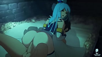 Preview 3 of Fucking Crying Xxx - Aqua from konosuba rides cock in her ass