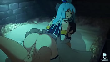Preview 4 of Fucking Crying Xxx - Aqua from konosuba rides cock in her ass