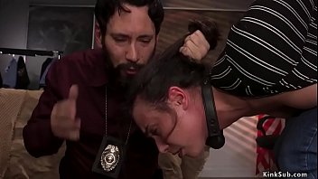 Preview 2 of Forced Fart Smelling Lesbian - Bound clerk anal fucked by detective