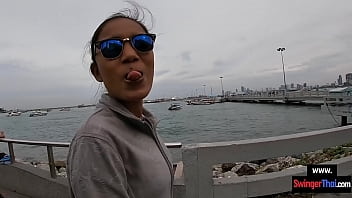 Preview 1 of Free Low - Amateur European Asian teen couple having sex in public
