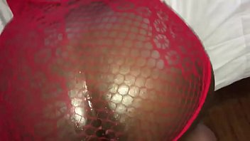 Preview 4 of Upscurt Girl - Ebony mom in lingerie oiled up by Stepson Cumshot on fat ass!