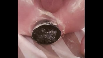 Preview 2 of Grandma Fuck Her Grandson - I push a creamy thick buttplug out of my ass