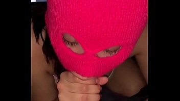 Preview 2 of Father And Girls Japan - teen girlfriend giving sloppy blowjob in ski mask