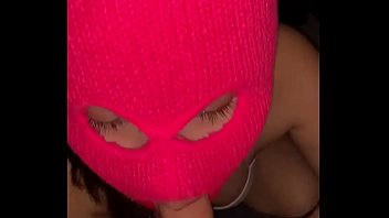 Preview 3 of Father And Girls Japan - teen girlfriend giving sloppy blowjob in ski mask
