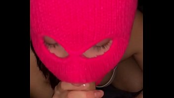 Preview 1 of Father And Girls Japan - teen girlfriend giving sloppy blowjob in ski mask