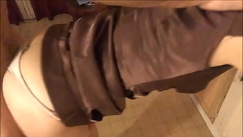 Preview 4 of Mom Wearing Lingerie For Son - 627 - Compiling a French Slut in Her Satin Brown Dress and Silky Lingerie (rimjob,  panty fuck..)