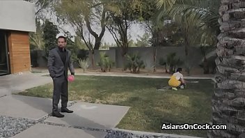 Preview 1 of Sex Club 02 - Asian teen fucked hard by neighbor couple