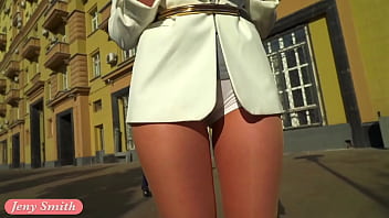 Preview 4 of Angela Beach Sex - Independent Woman. Jeny Smith in pantyhose without panties in public