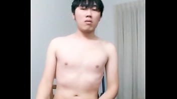 Preview 1 of Giving Dog A Handjob - Cute asian twink jerking off