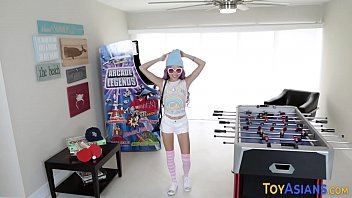Preview 1 of Russian Big Sex Hair - Slender small asian teen gobbles long shlong