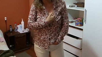 Preview 2 of 100 Teen - Beautiful Latina stepmom showing off her beautiful tits before getting fucked