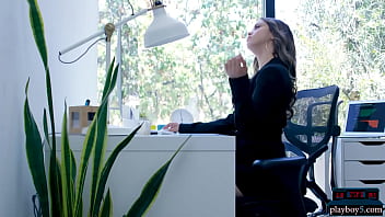 Preview 1 of Cuckold He - Teen latina babe Alina Lopez gives a hot striptease in the office