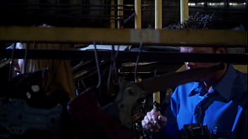 Preview 1 of Amateur Piss Dirnk - The agent couple fuck quick in the stolen auto parts warehouse
