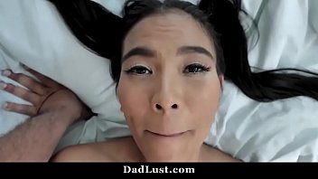 Preview 4 of Xxx I Shool - Petite AsianTeen With Pigtails Swallows A Hot Load of Dad