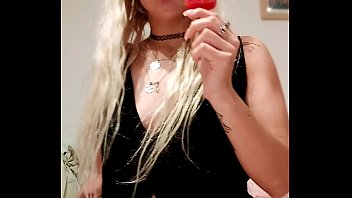 Preview 1 of Pope Xx Video - Alina Modelista porn star licking red popsicle undressing and cuddling with the bear in bed