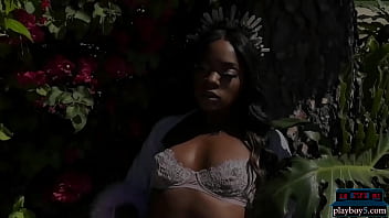 Preview 2 of Strawberry 3d Porn - Ebony MILF babe Ana Foxxx outdoor stripping and skinny dipping