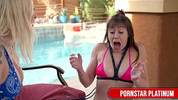 Preview 1 of Free Shoes - Sexy Body Babes Leya Falcon &amp_ Jenna Noelle Fuck By The Pool!