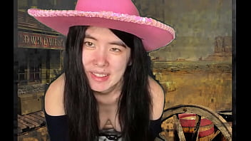 Preview 2 of Autum Moone - Giant Asian Cowgirl masturbates on main street in a Wild West town