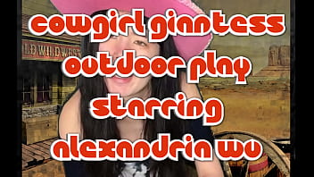 Preview 1 of Autum Moone - Giant Asian Cowgirl masturbates on main street in a Wild West town