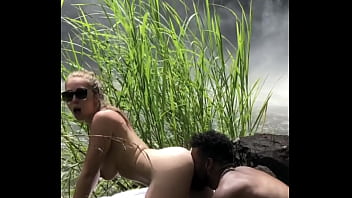 Preview 2 of Mya Khalifa New Videos - Passionate couple fucking outdoors behind the waterfall
