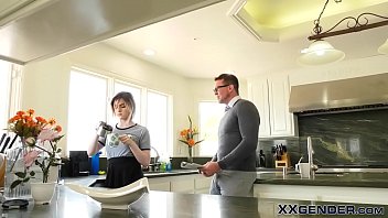 Preview 1 of Biy Self Fuck - Trans blonde gets gobbled and barebacked