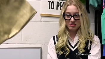 Preview 2 of Father And Baby Sister Xxxcom - Nerdy blonde caught with stolen dress then gets fucked