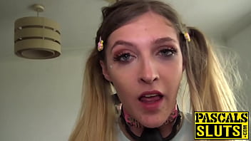Preview 1 of Loran Porn - Petite British sub swallowing cum after rough dom treatment