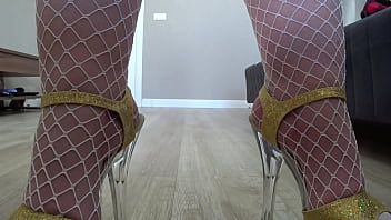 Preview 3 of Xnxx Bag Cock - Home camera watches plump legs from below on the floor. Mature housewife changes into a sexy nurse uniform. Foot fetish.