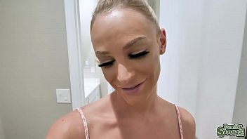 Preview 2 of Big Donk Latina - Petite babe Emma Hix follows stepdad in the bathroom to suck his dick