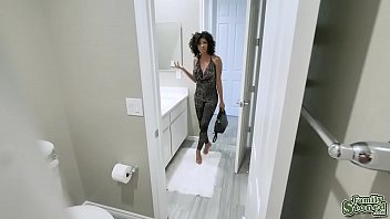 Preview 3 of Big Donk Latina - Petite babe Emma Hix follows stepdad in the bathroom to suck his dick