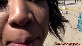 Preview 1 of Boy Granny Bitch Dating - Stockinged black teen Honey Gold