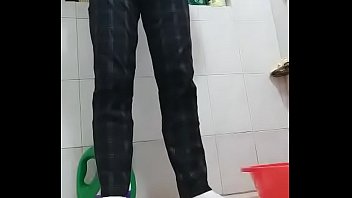 Preview 1 of Hol Michels - Chinese cool boy ejaculates kneeling in the bathroom 06