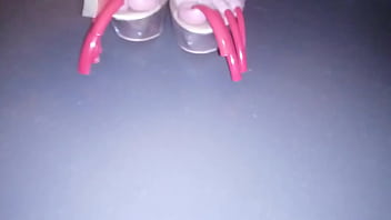 Preview 2 of Game Of Los - LADY L CLEAR HIGH HEELS AND MEGA LONG RED NAILS (video short version)