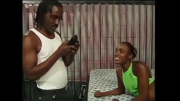 Preview 1 of Sleeping Teen Fucked Gangbang - Cute ebony brunette in green swimsuit Chastity loves to ride a hard black cock