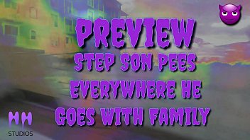 Preview 1 of S Helps Mommy - Step Son Pees Everywhere He Goes With StepFamily (Preview)